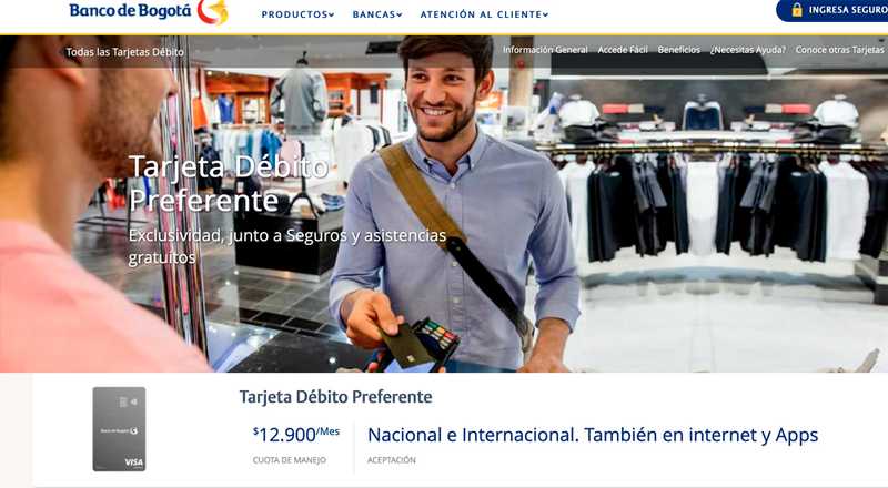 Tarjeta de débito Débito Preferente Banco de Bogotá