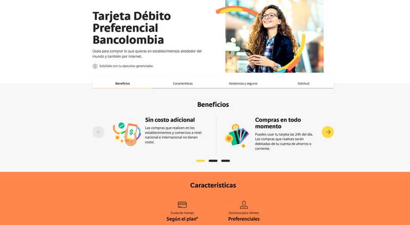 Tarjeta de débito Preferencial Bancolombia