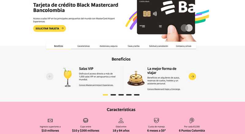 Tarjeta de crédito Black Mastercard Bancolombia