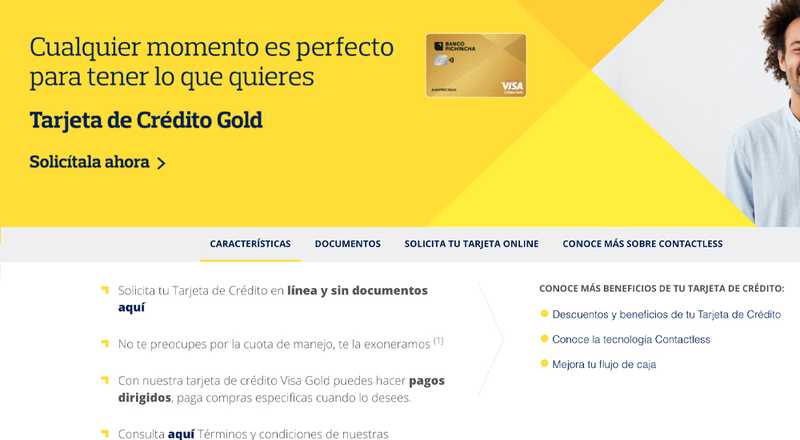 Tarjeta de crédito Visa Gold Banco Pichincha