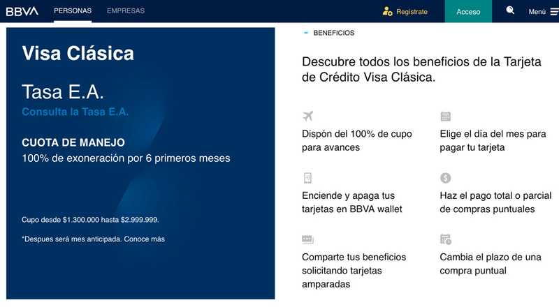 Tarjeta de crédito Visa Clásica BBVA