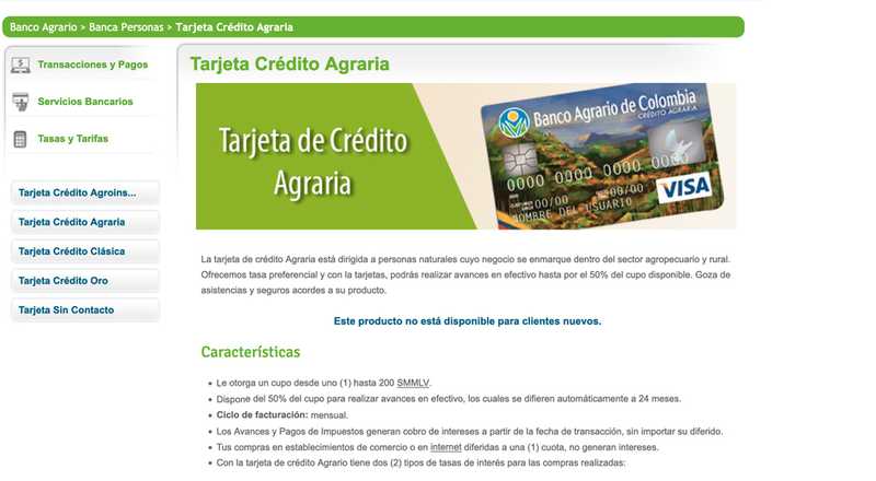Tarjeta de crédito Agraria Banco Agrario