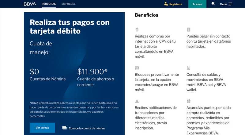 Tarjeta de débito Visa Débito BBVA