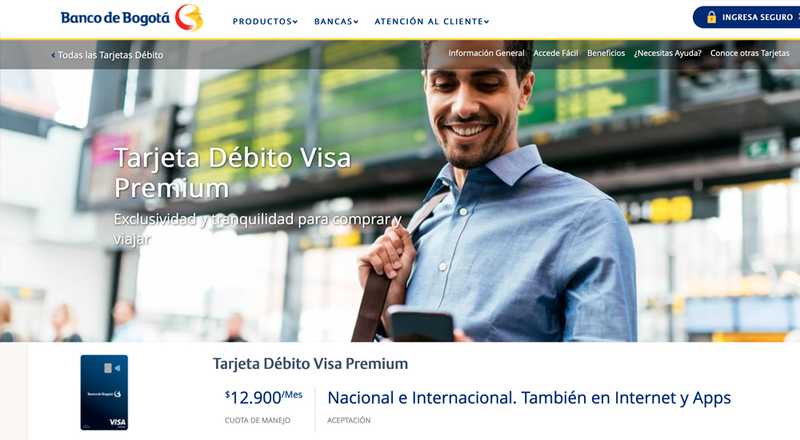 Tarjeta de débito Débito Visa Premium Banco de Bogotá