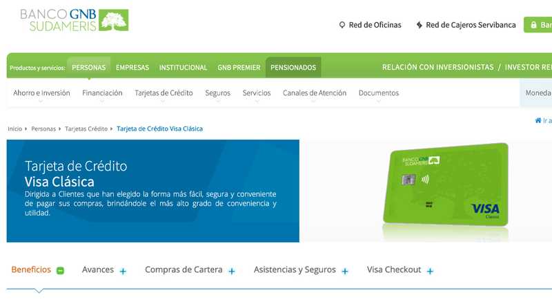 Tarjeta de crédito Visa Clásica Banco GNB Sudameris