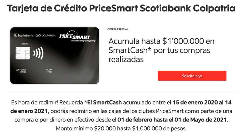 Tarjeta de crédito PriceSmart Scotiabank Colpatria