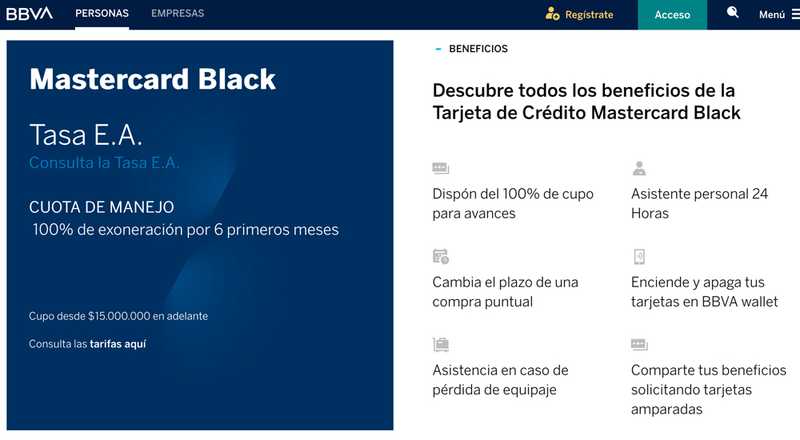 Tarjeta de crédito Mastercard Black BBVA