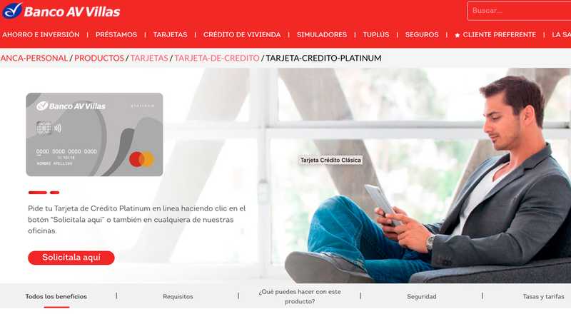 Tarjeta de crédito Platinum Banco AV Villas