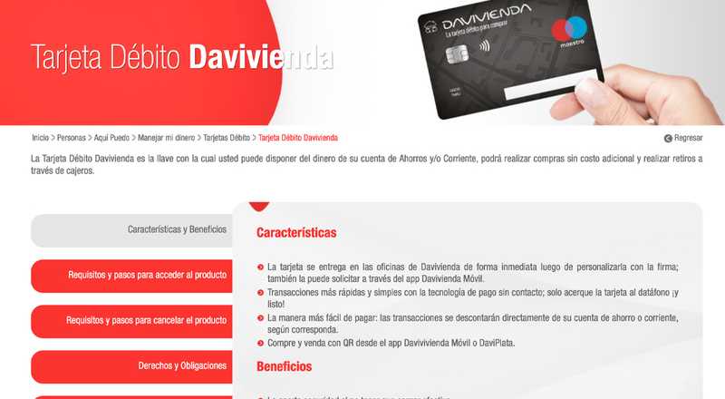 Tarjeta de débito Davivienda Davivienda