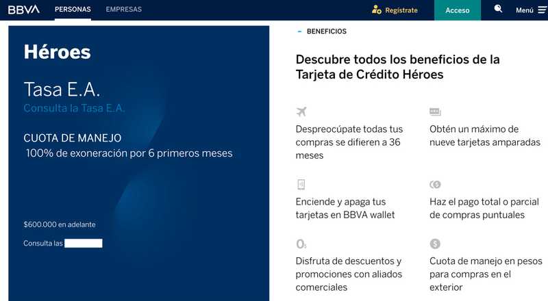 Tarjeta de crédito Mastercard Héroes BBVA