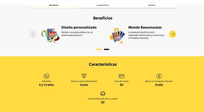 Tarjeta de débito Banconautas Bancolombia