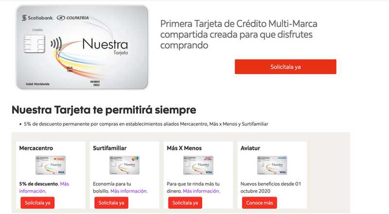 Tarjeta de crédito Nuestra Scotiabank Colpatria