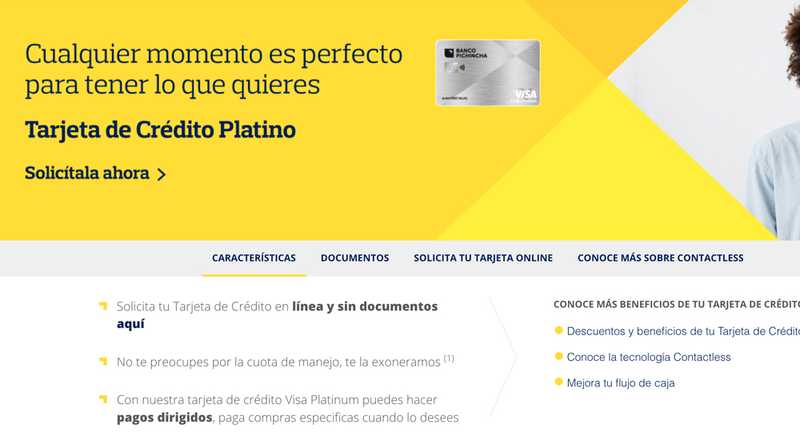 Tarjeta de crédito Visa Platinum Banco Pichincha