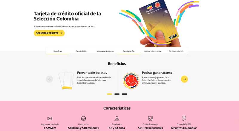 Tarjeta de crédito Selección Visa Bancolombia
