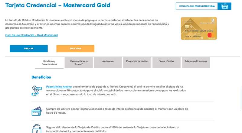 Tarjeta de crédito Mastercard Gold Banco de Occidente
