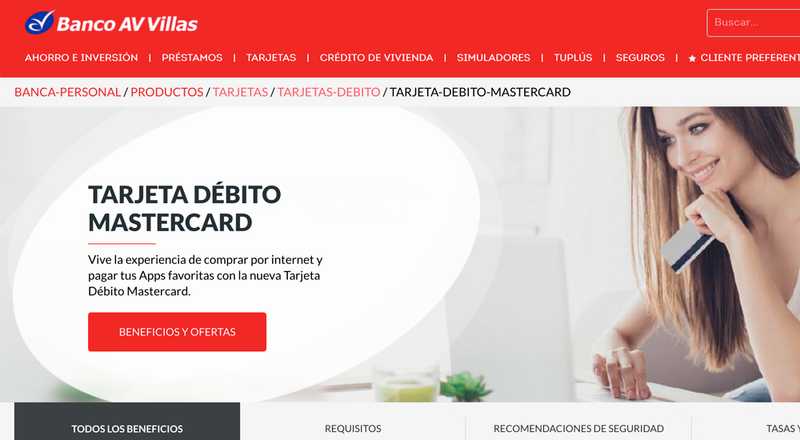 Tarjeta de débito Débito Mastercard Banco AV Villas