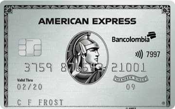 Tarjeta de crédito Platinum American Express Bancolombia