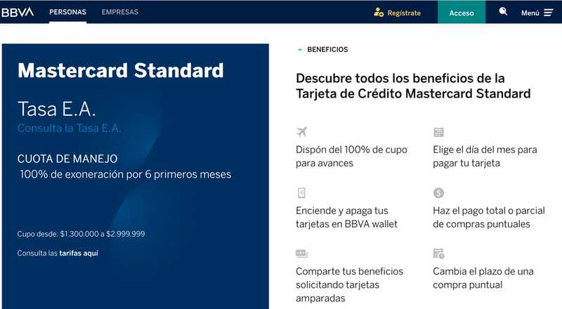 Tarjeta de crédito Mastercard Standard BBVA